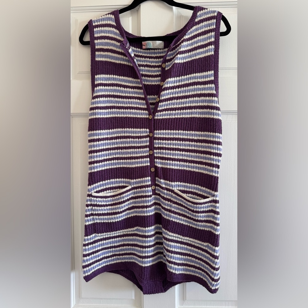 Free People Beach Purple Striped Romper